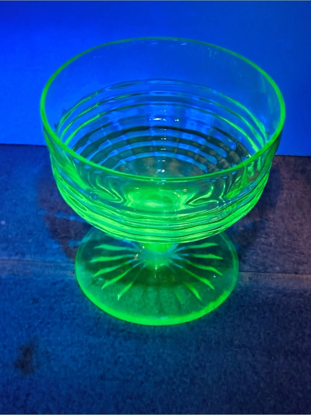 Vintage Anchor Hocking Uranium “Vaseline” Glass Footed Sherbet (set of 4)